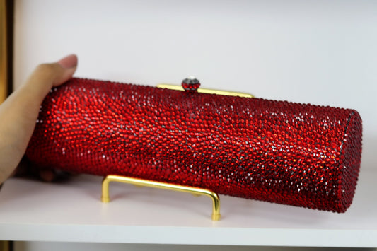 Heavy red rimestone party purse