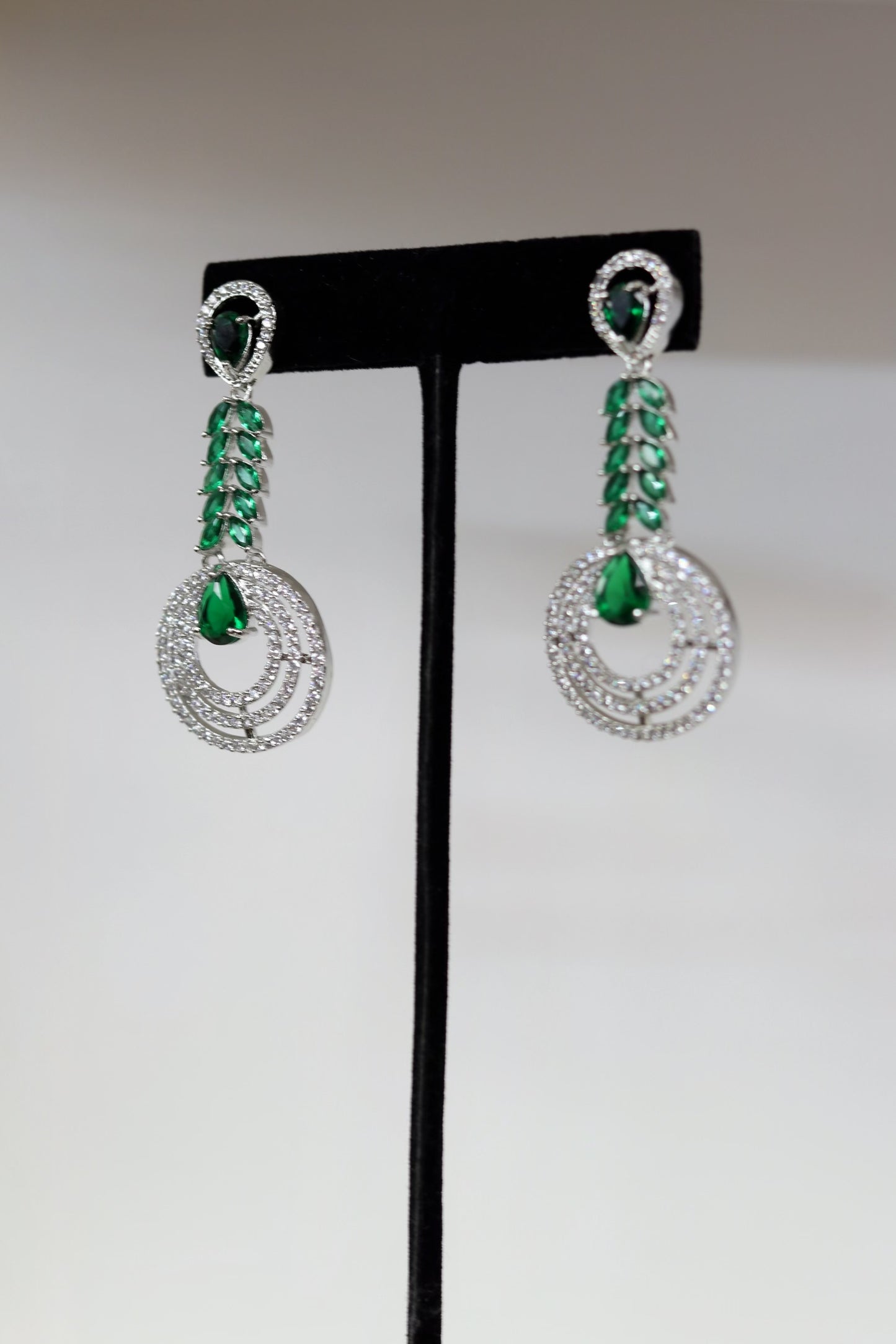 Emerald green sterling silver earrings