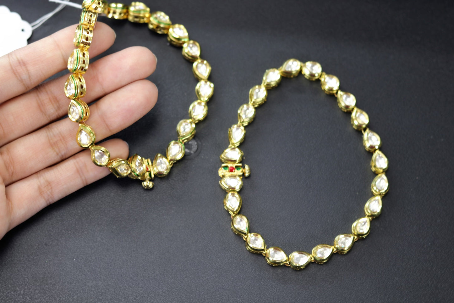 Single line kundan anklets