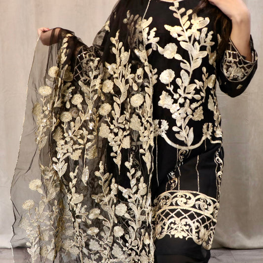 Black and cream fancy wear - Selina Habibti Attire