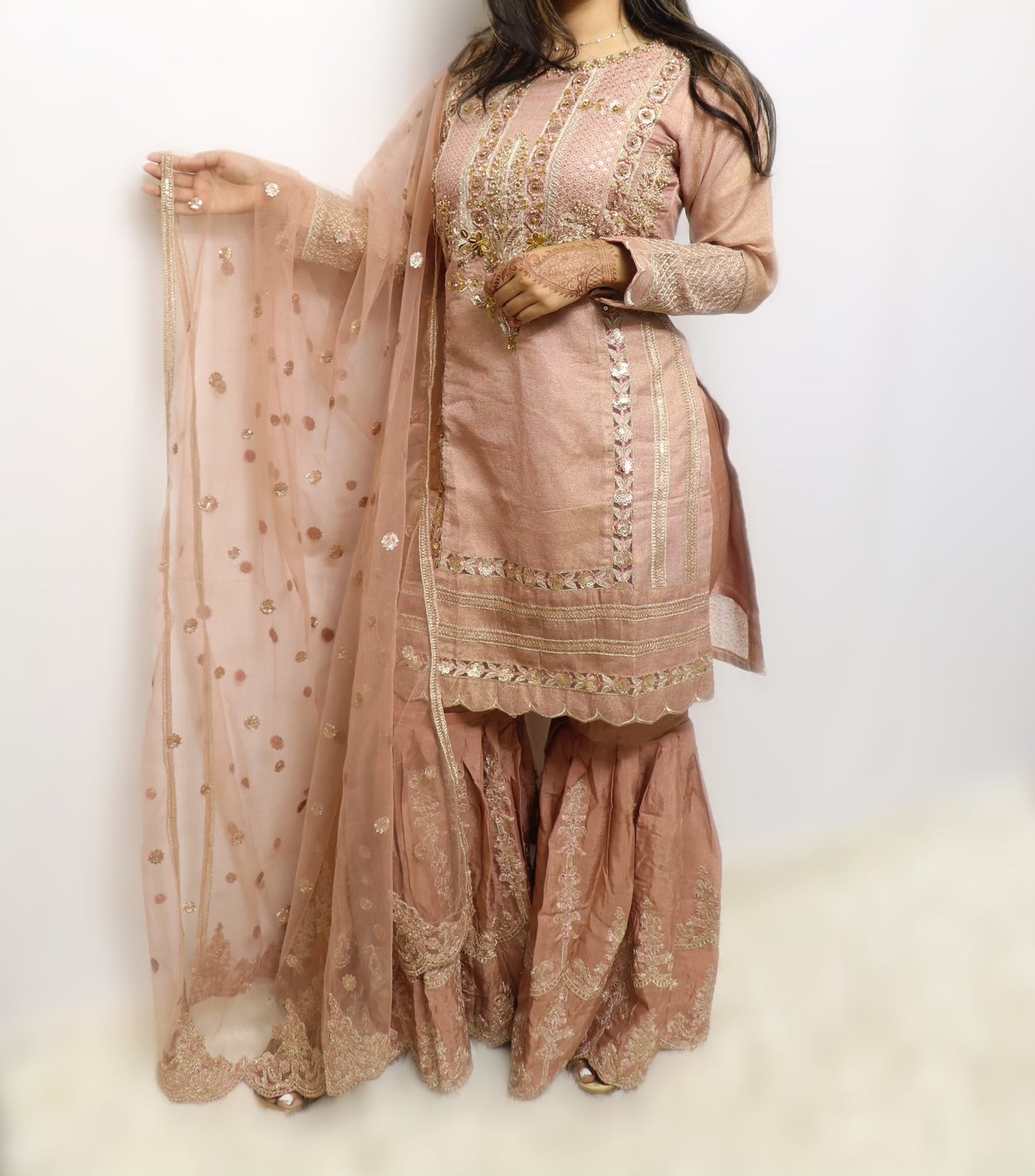 Nude pink party wear gharara