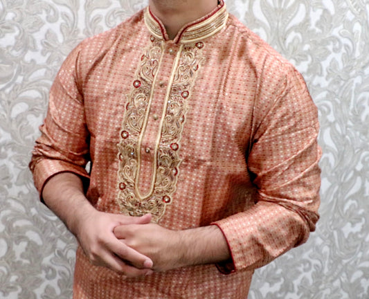 Fancy collar bead work kurta - Selina Habibti Attire