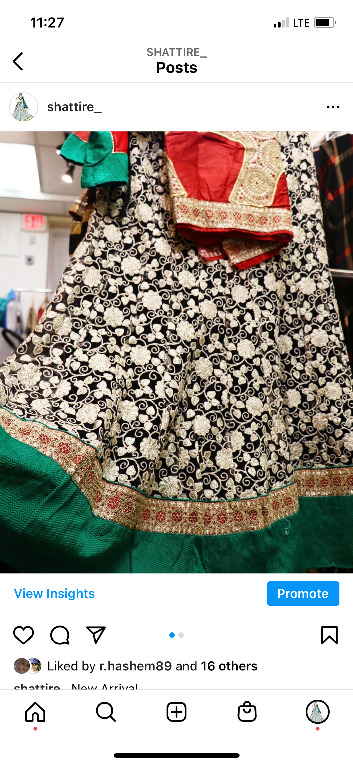 Lehenga black, green and red combo - Selina Habibti Attire