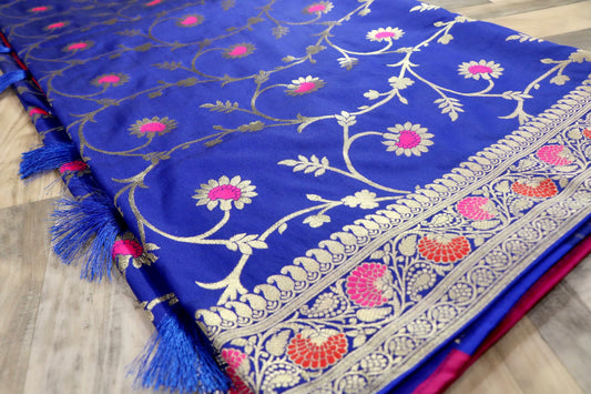 Royal blue bridal saree
