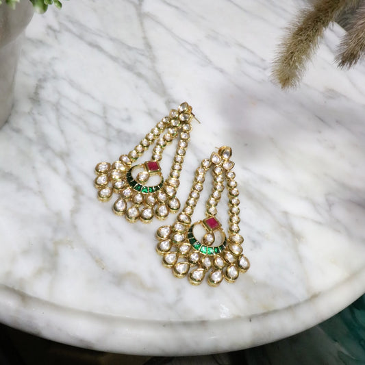Very long kundan earrings - Selina Habibti Attire