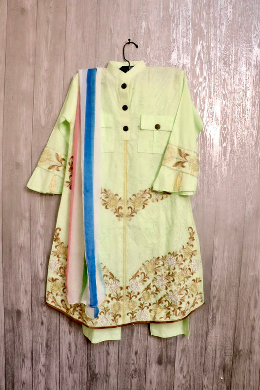 Cotton embroidered three piece