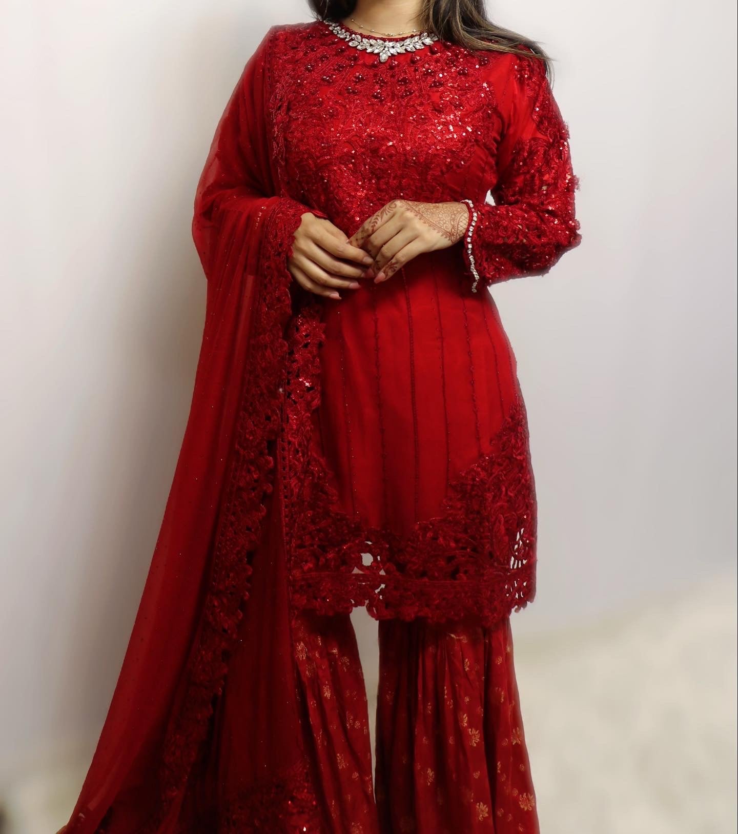 Red party wear sharara  suit