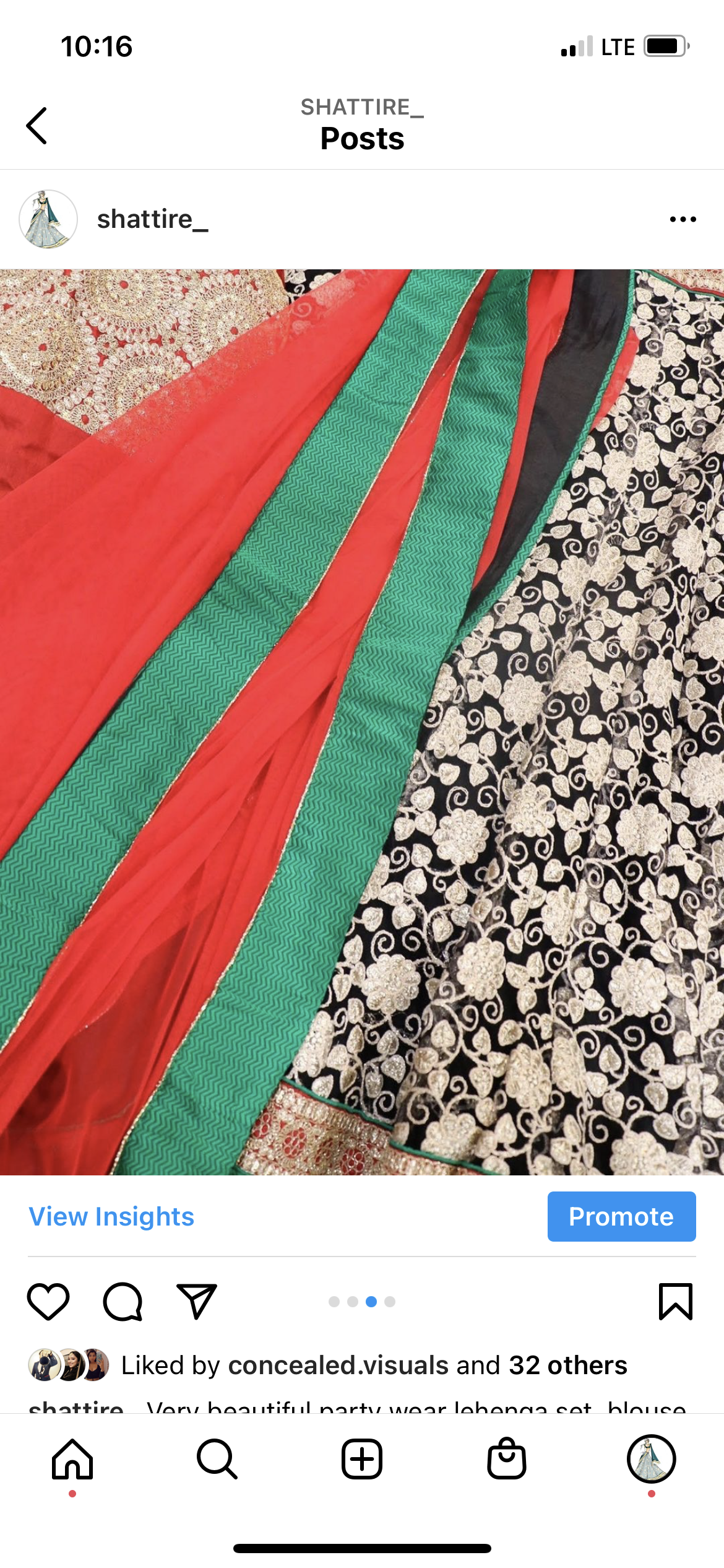 Lehenga black, green and red combo - Selina Habibti Attire