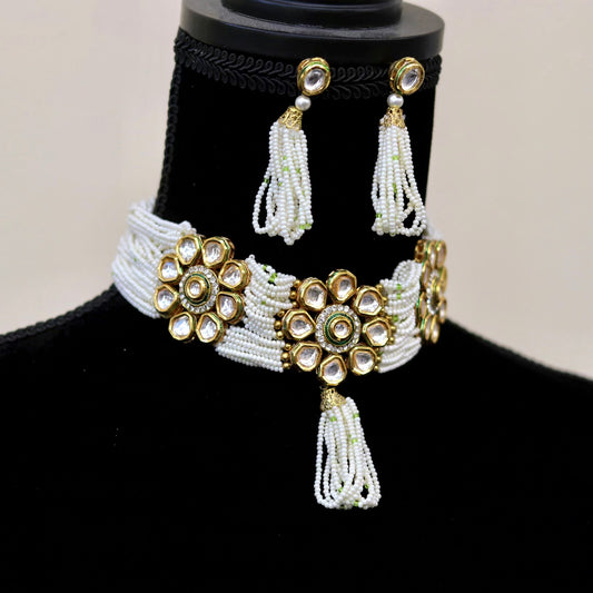 Kundan pearl beaded choker
