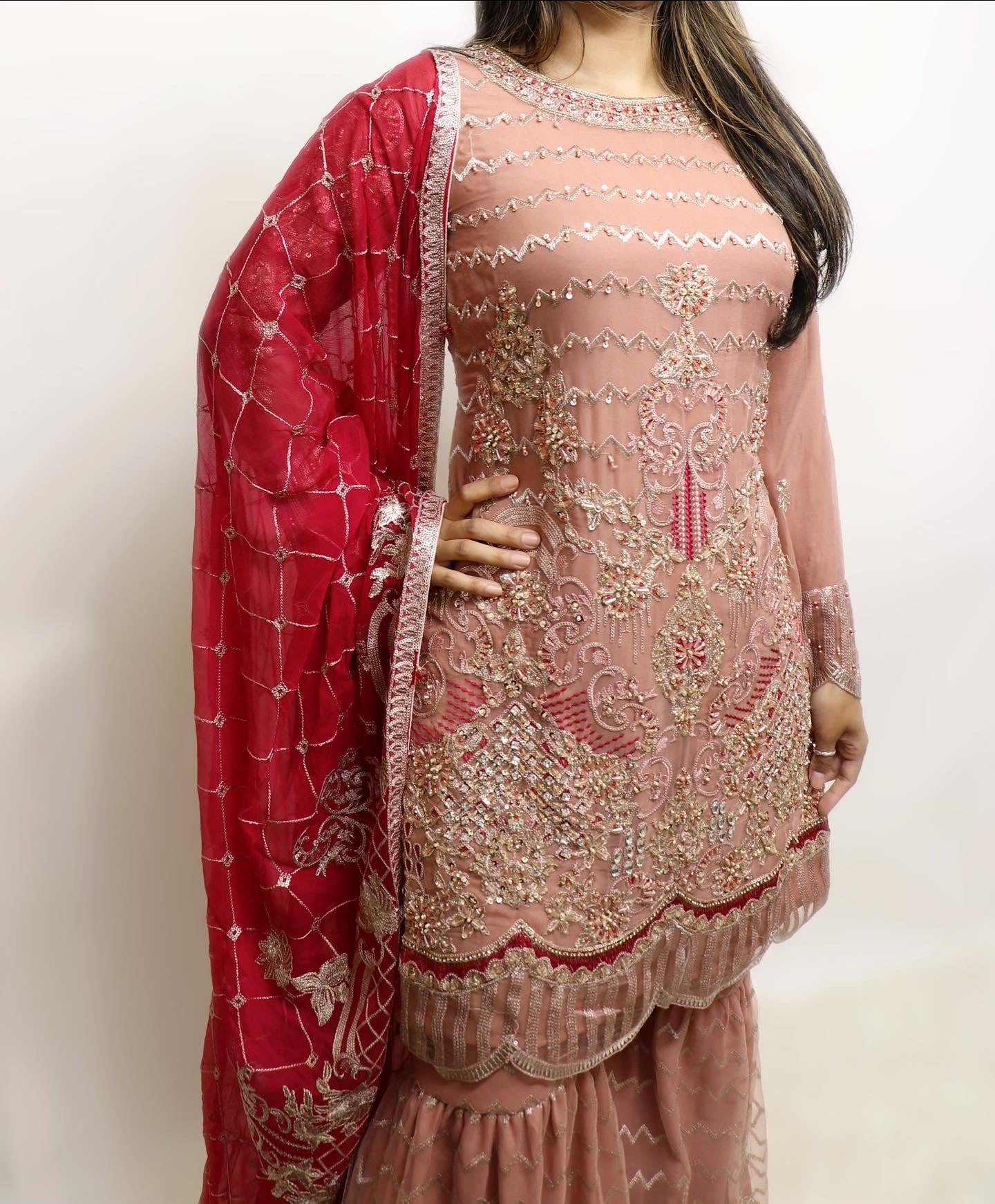 Pink magenta fancy gharara suit