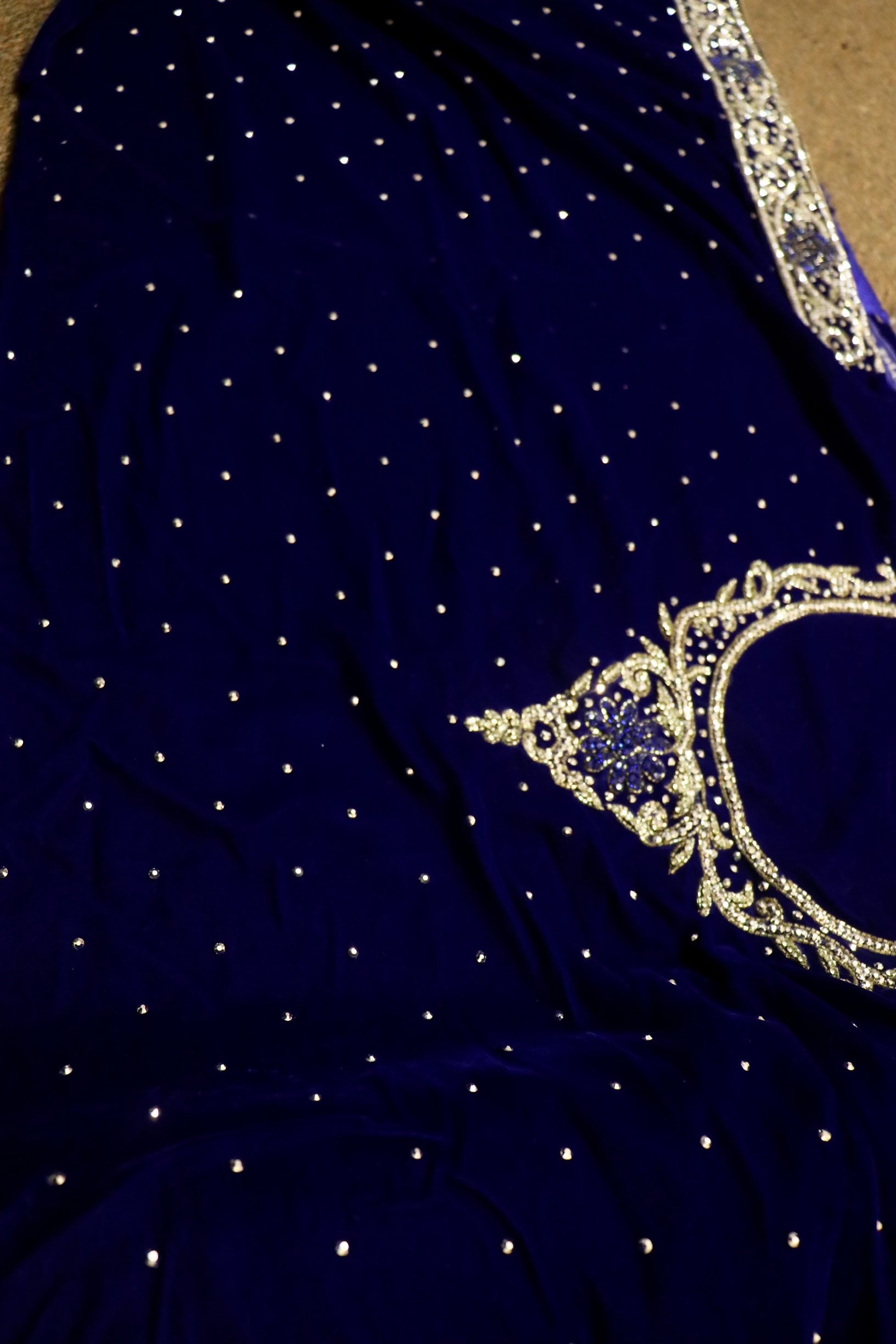 Royal blue velvet bridal lehenga - Selina Habibti Attire