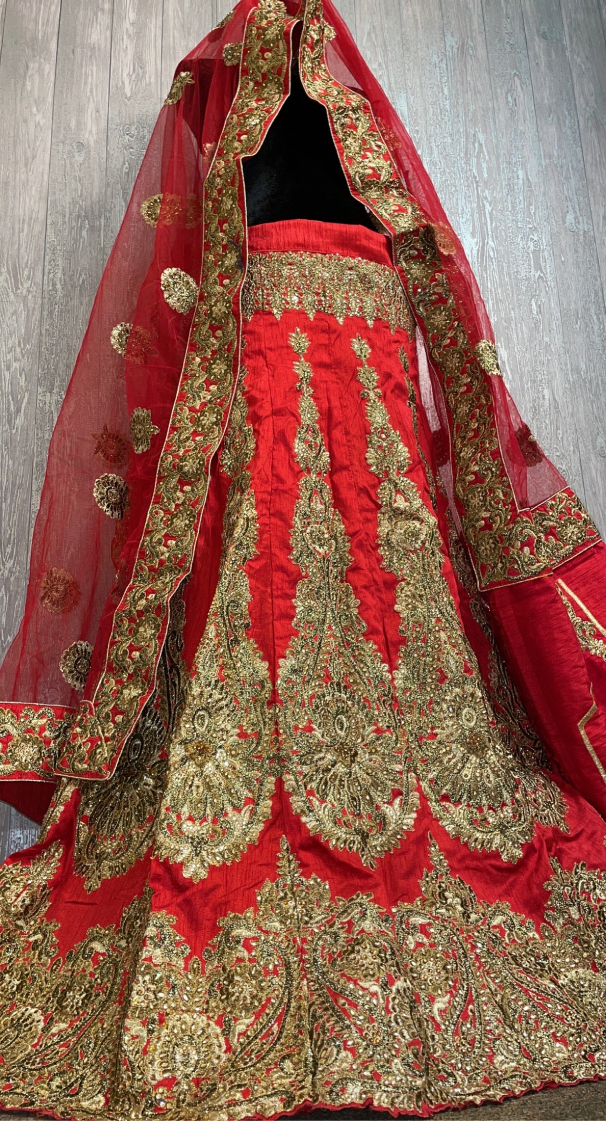 Red and gold bridal lehenga - Selina Habibti Attire