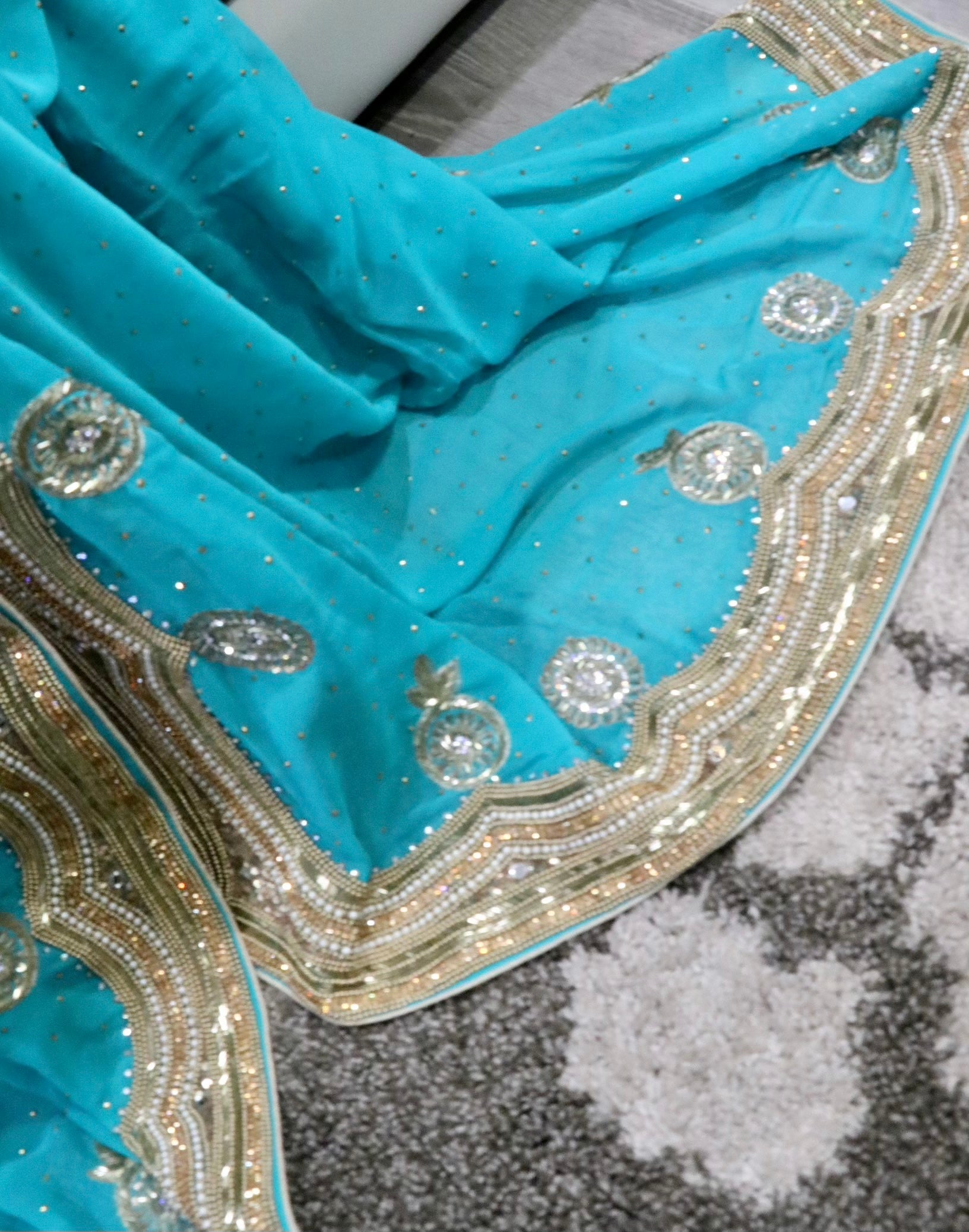 Heavy stone work georgette saree - Selina Habibti Attire