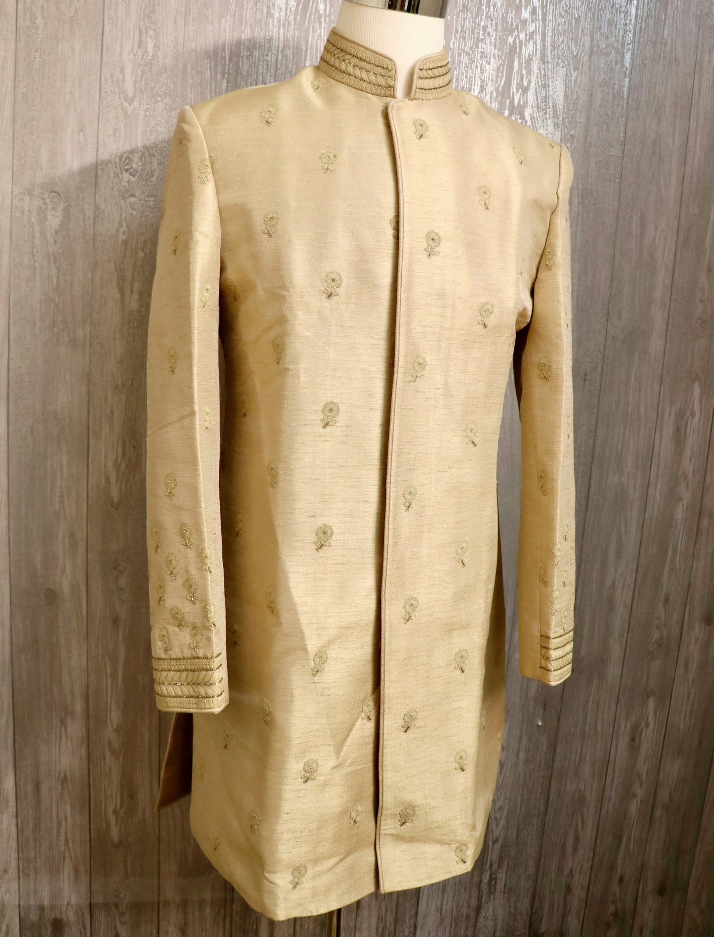 Classy beige gold Sherwani - Selina Habibti Attire