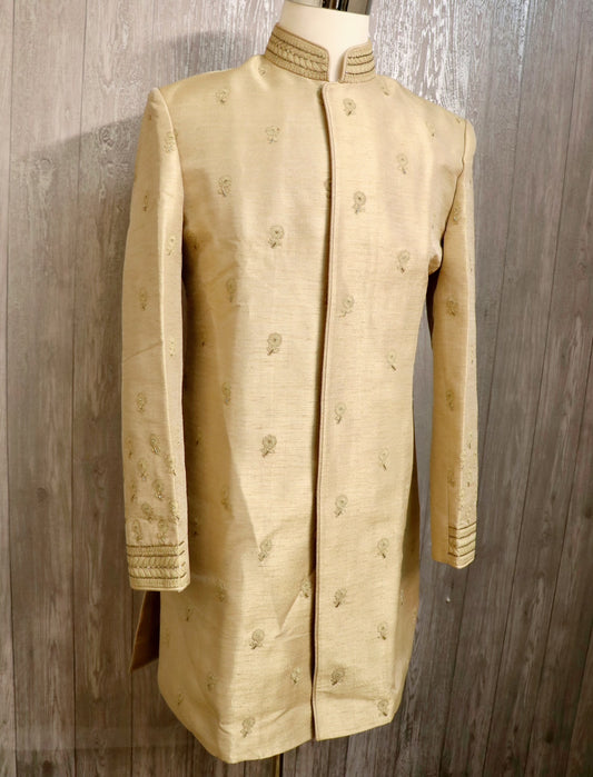 Classy beige gold Sherwani - Selina Habibti Attire