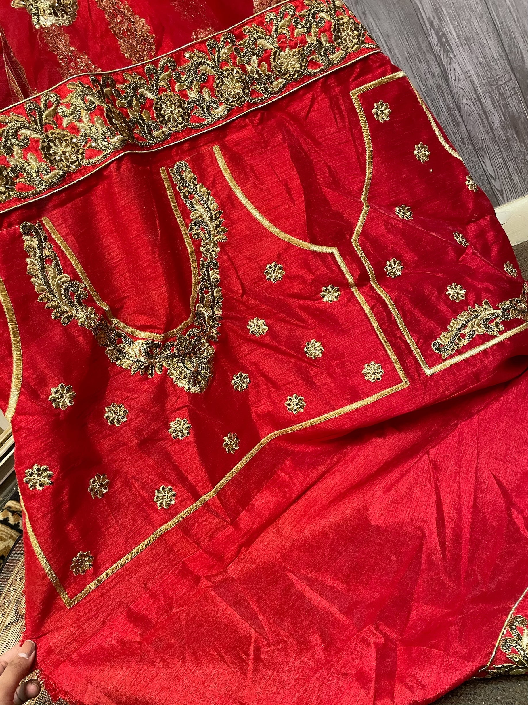 Red and gold bridal lehenga - Selina Habibti Attire