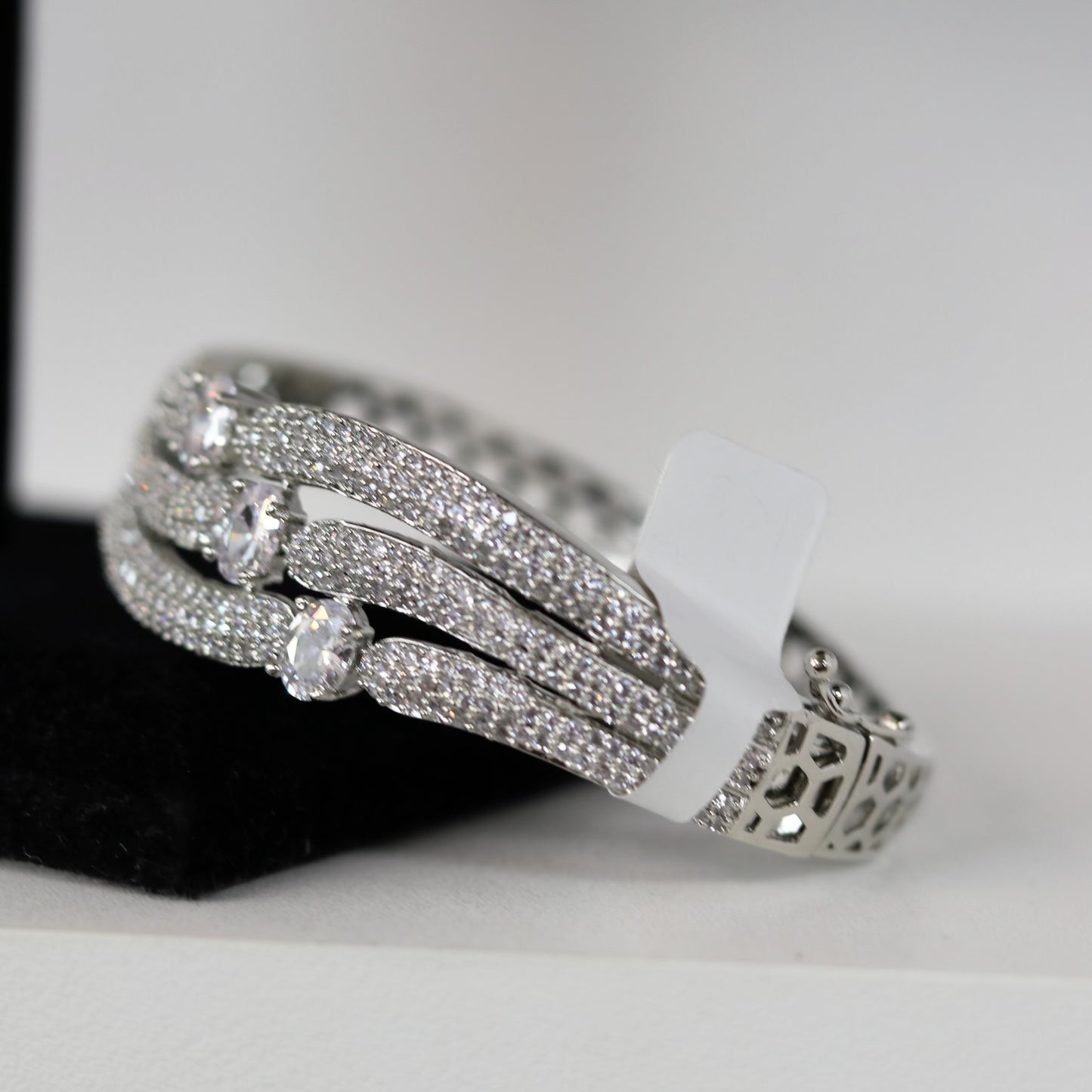 Silver plated three layered fancy bracelet