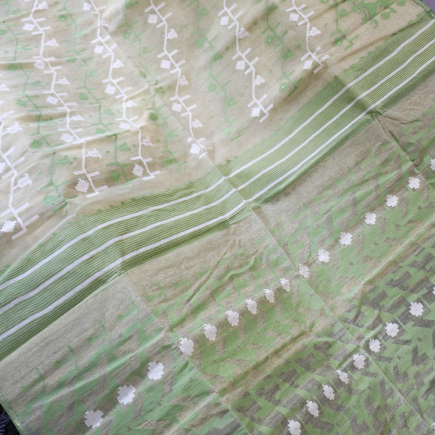 Traditional dhaka jamdani lime green