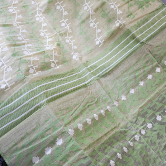 Traditional dhaka jamdani lime green