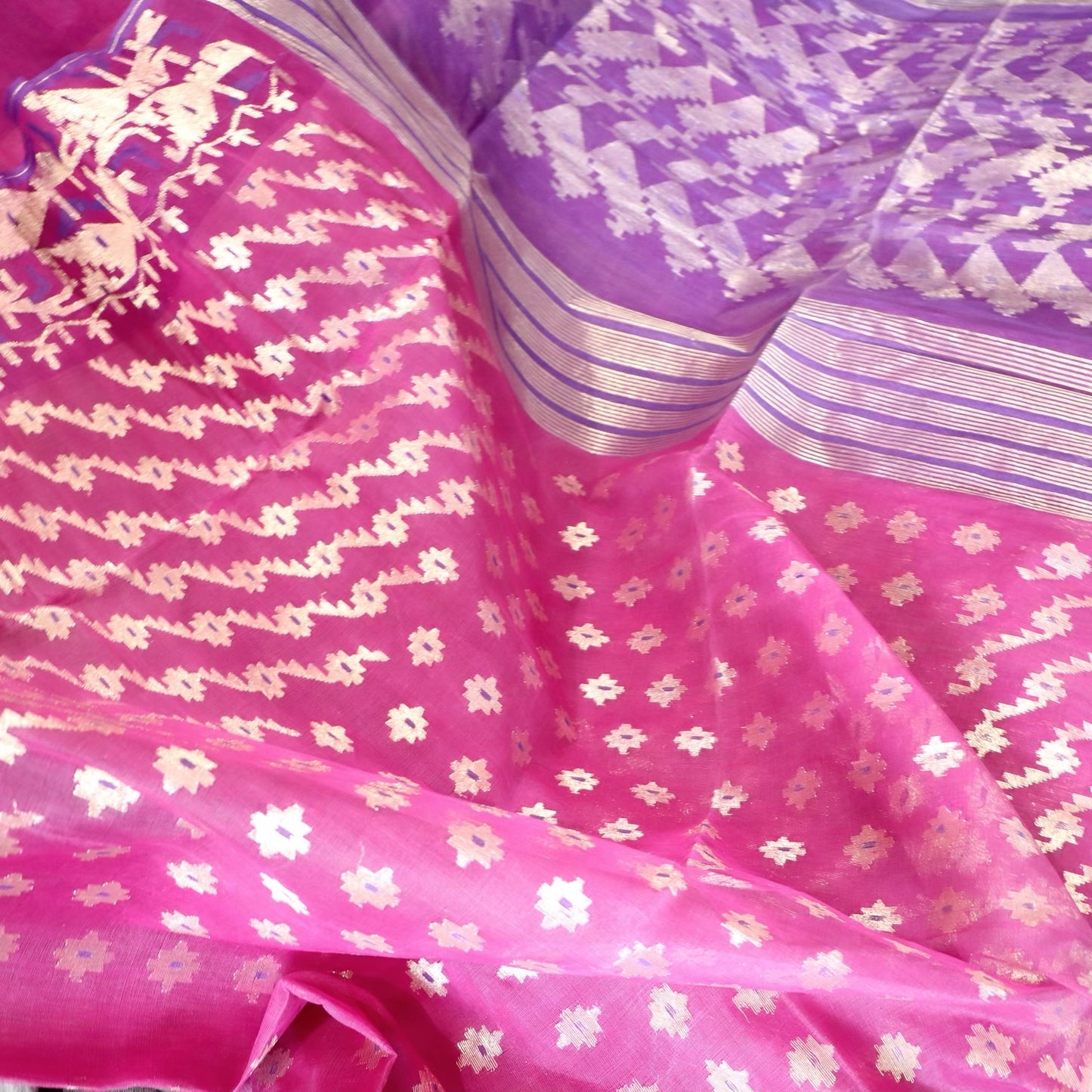 Traditional Dhaka Jamdani Purple tones