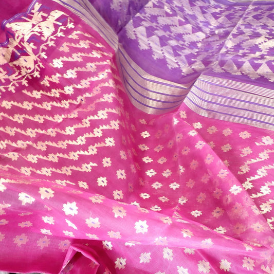 Traditional Dhaka Jamdani Purple tones