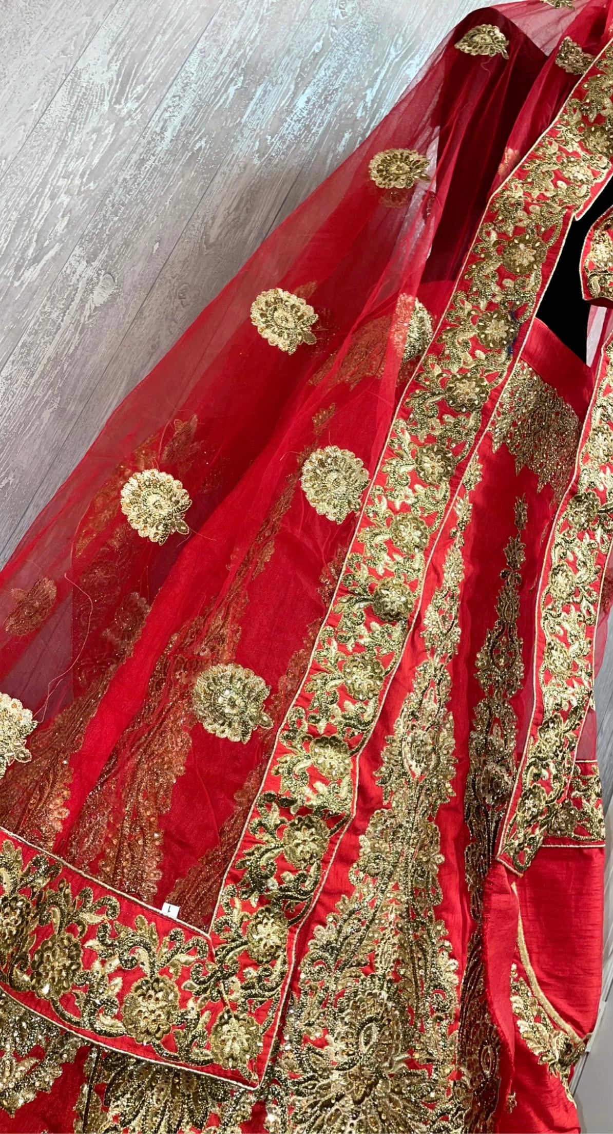 Red and gold bridal lehenga - Selina Habibti Attire