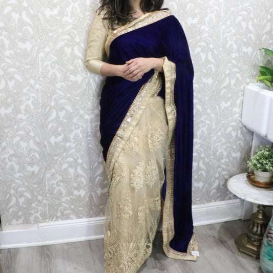 Velvet half and half saree - Selina Habibti Attire