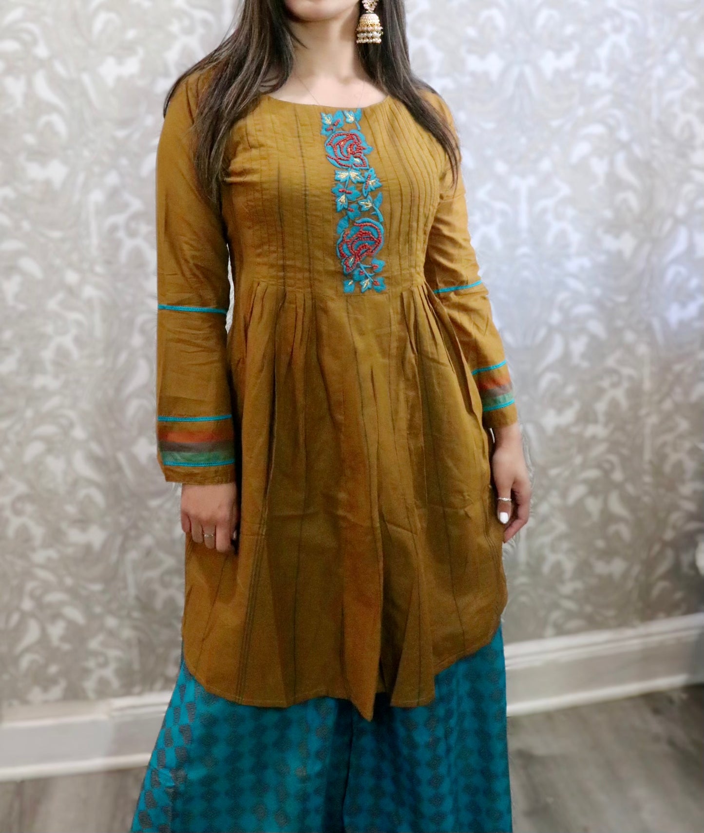 Olive green two piece kurti