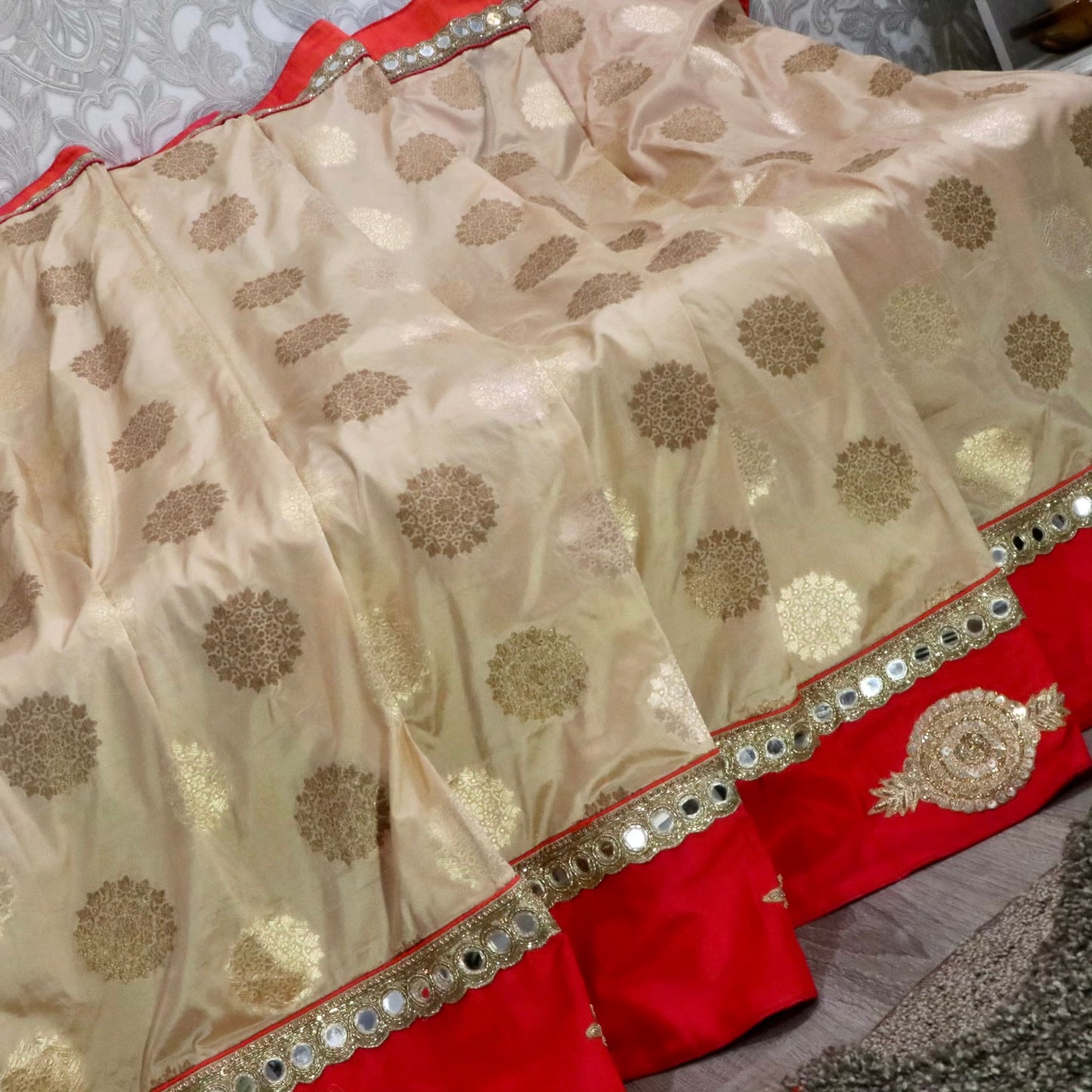 Bridal two tone banarasi katan saree - Selina Habibti Attire