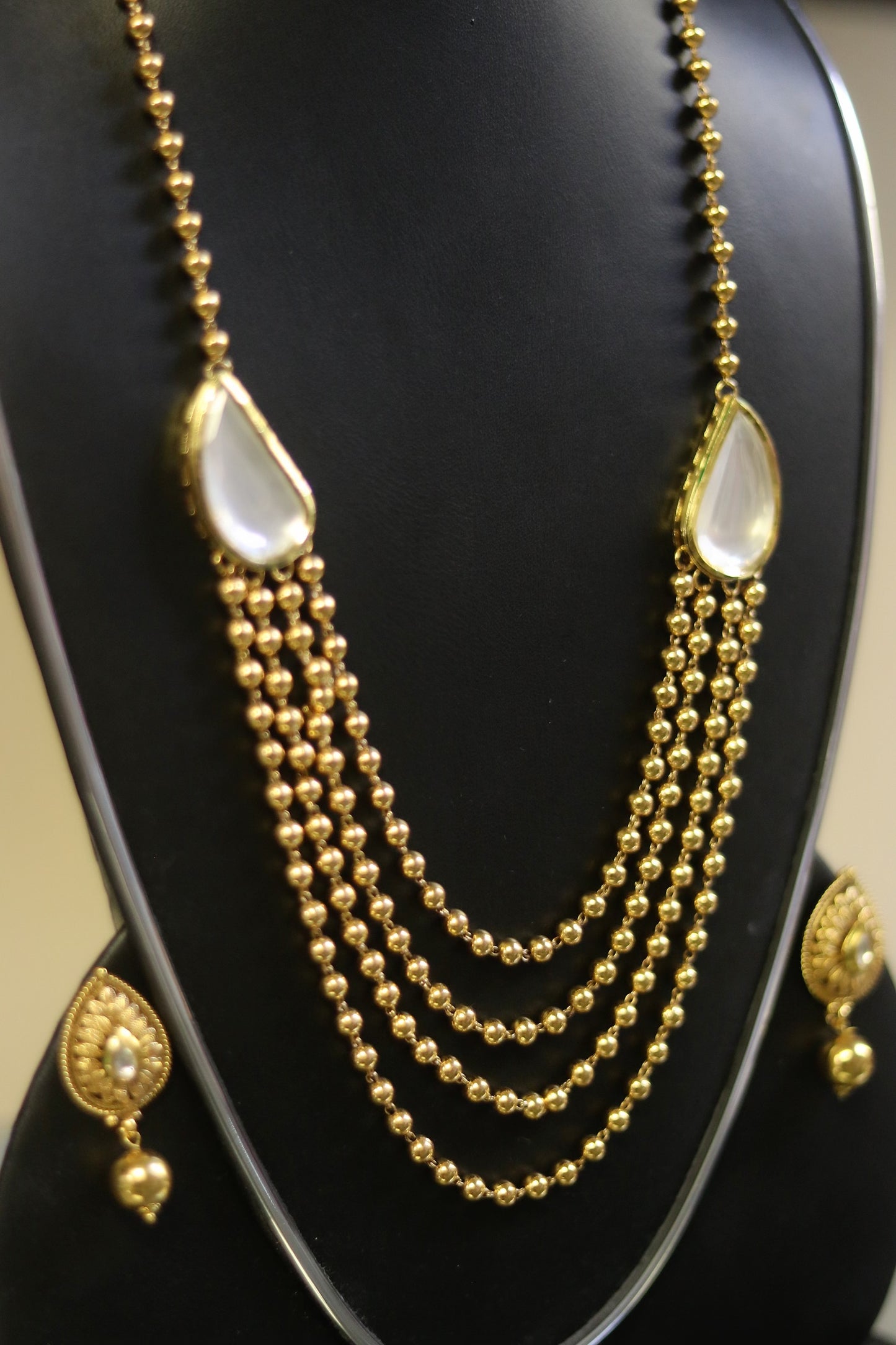 Gold plated kundan mala set - Selina Habibti Attire