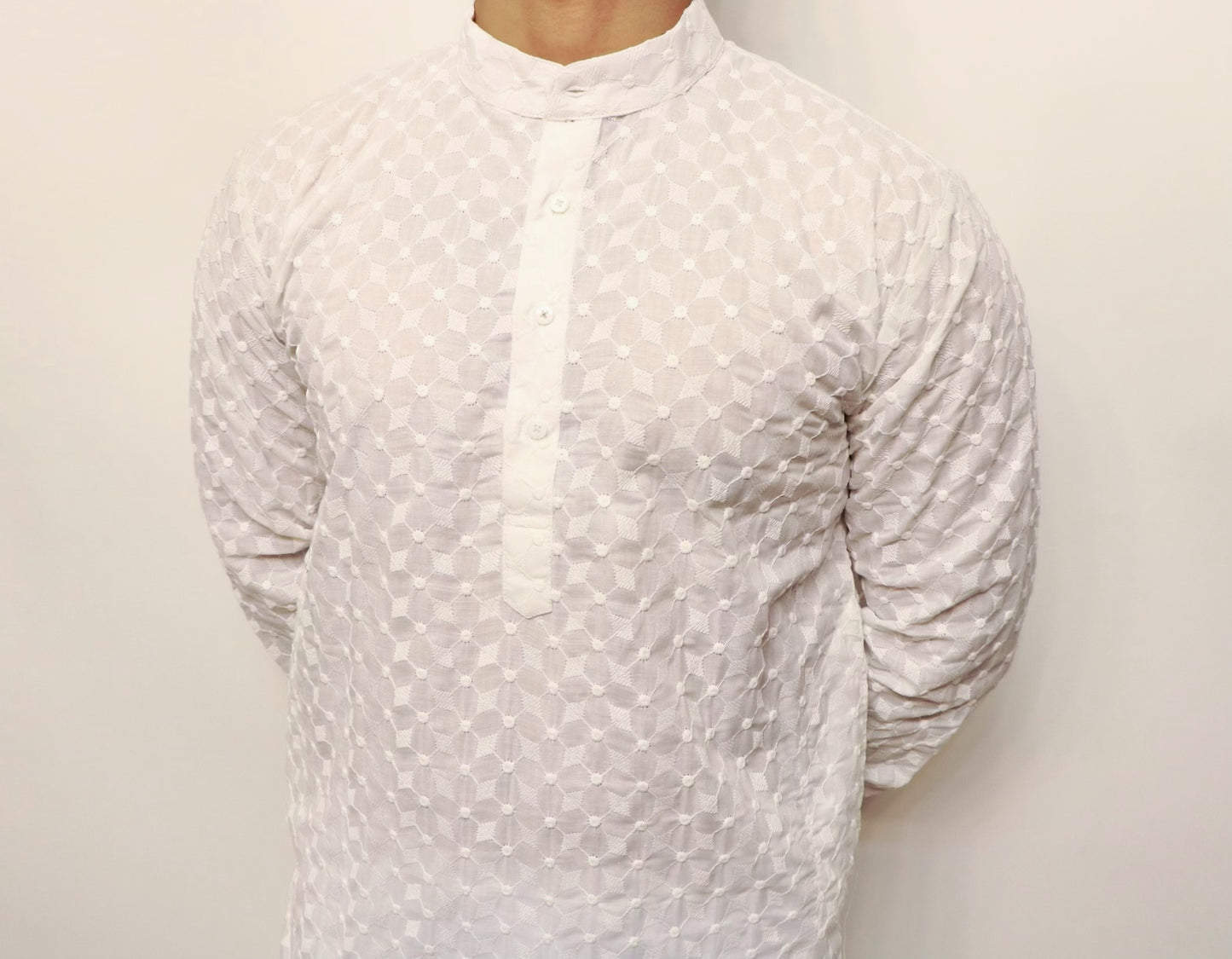 White cotton chikankari kurta set