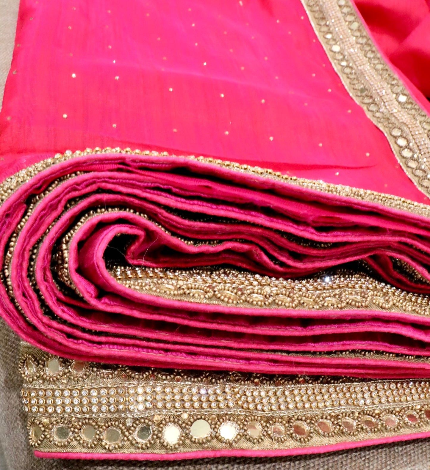 Pure tussar silk magenta mirror work saree - Selina Habibti Attire
