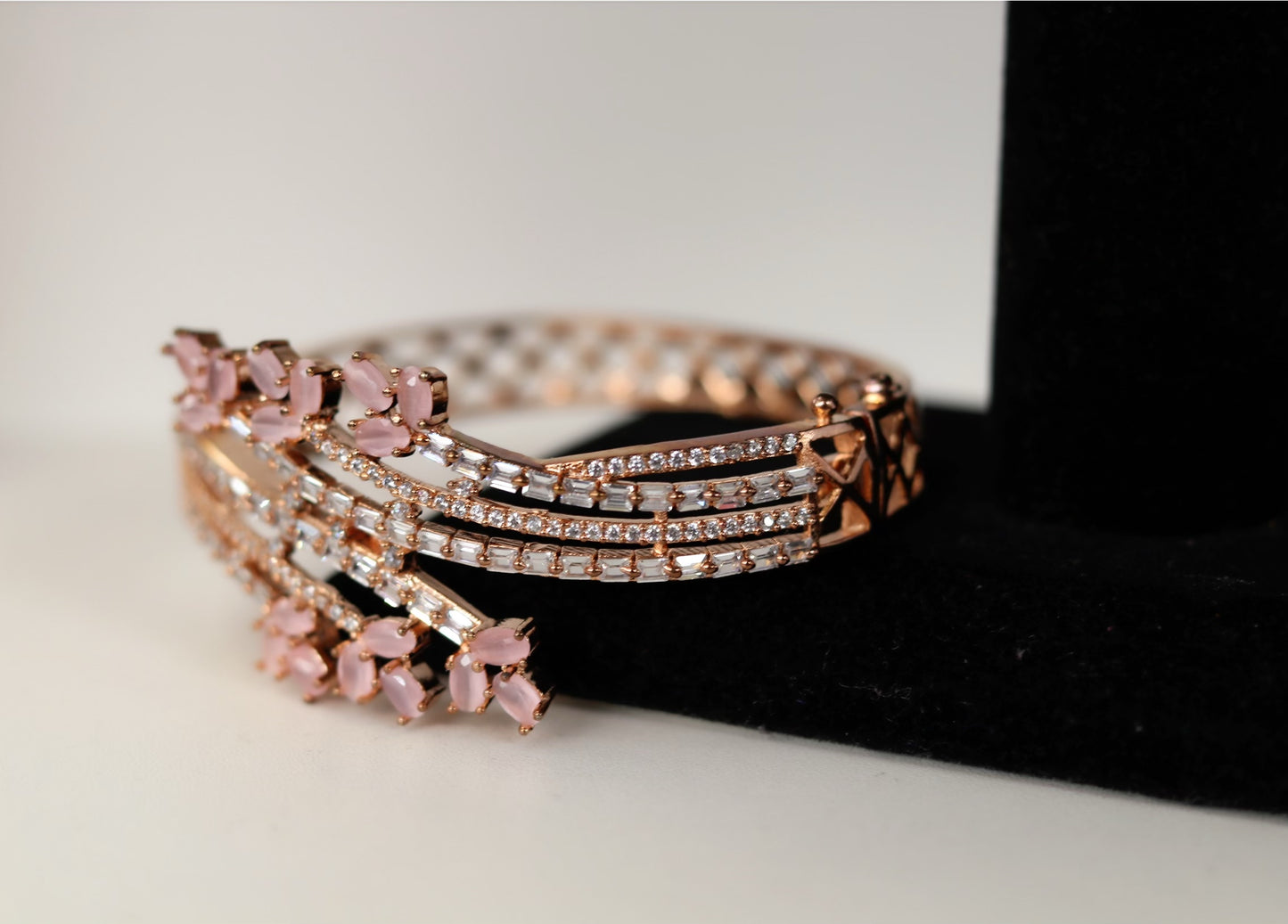Party wear pink gem gold plated bracelet
