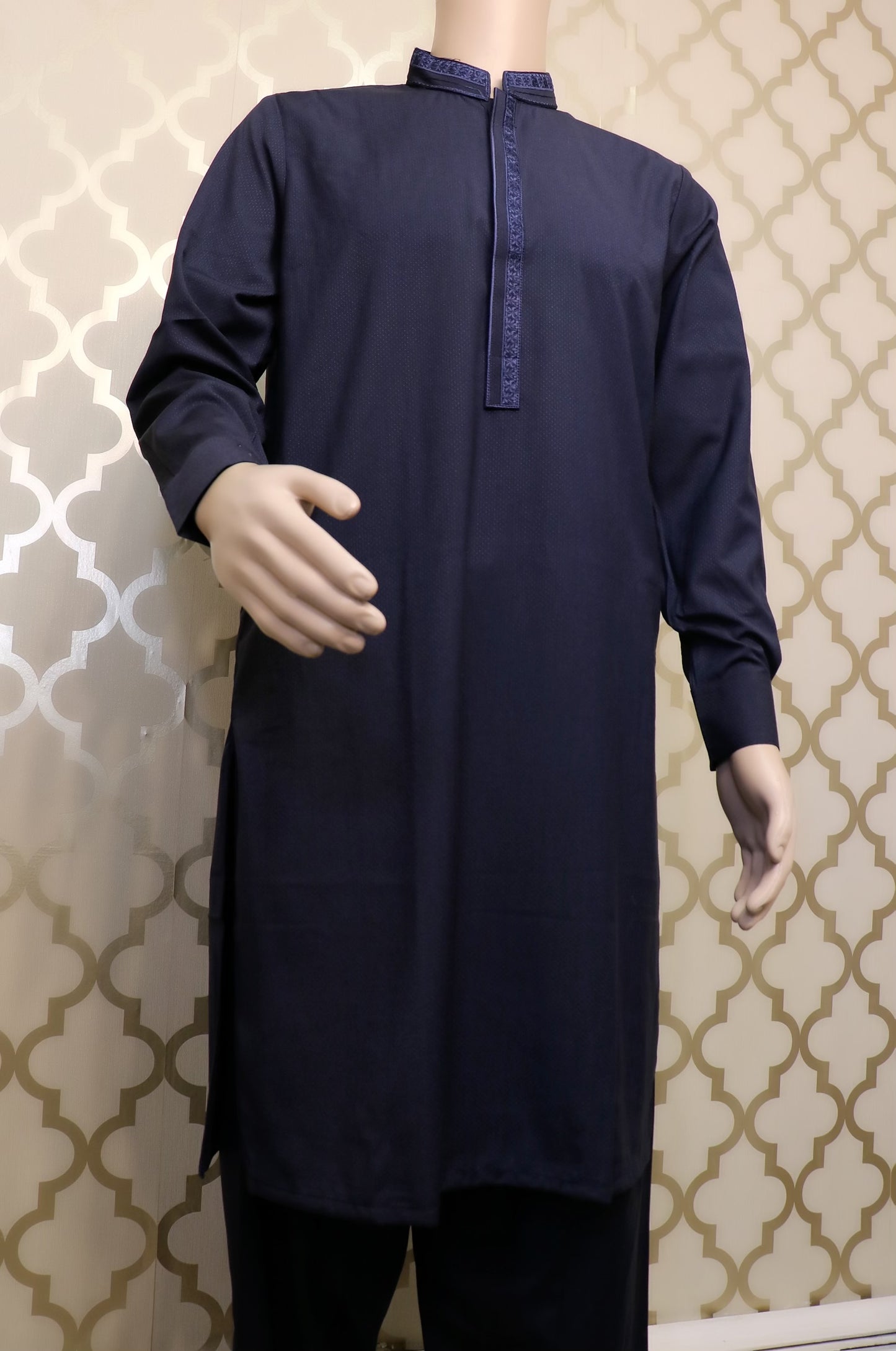 Navy blue embroidered kurta salwar