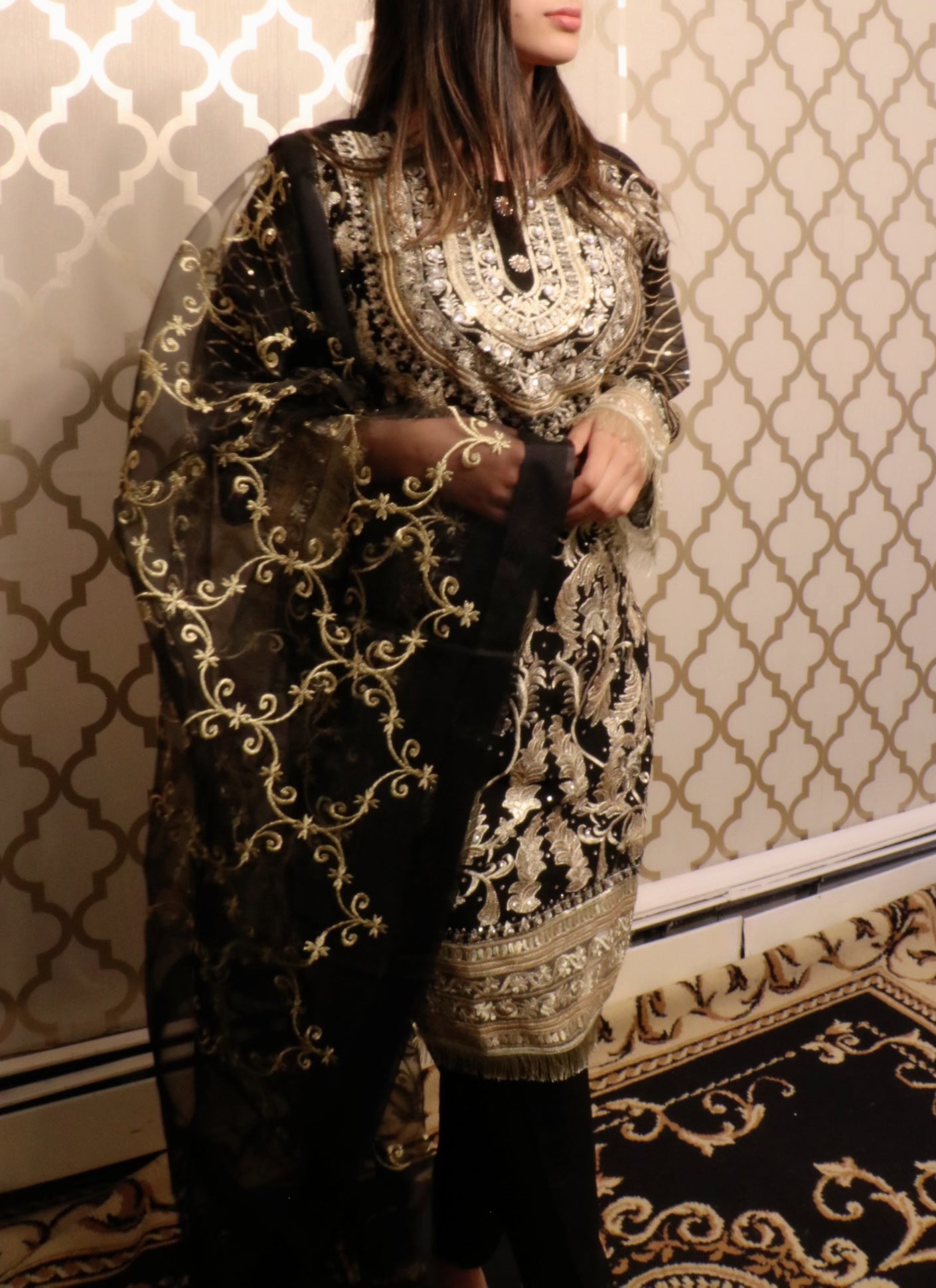 Black fancy three piece - Selina Habibti Attire