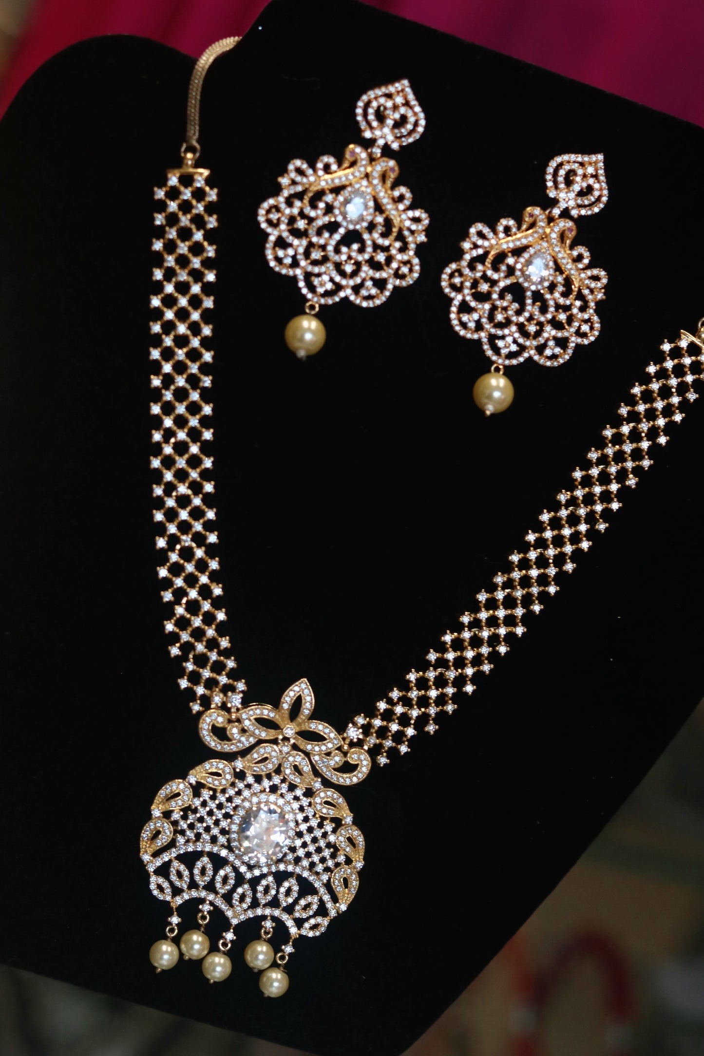 Diamond cut gold plated necklace set - Selina Habibti Attire