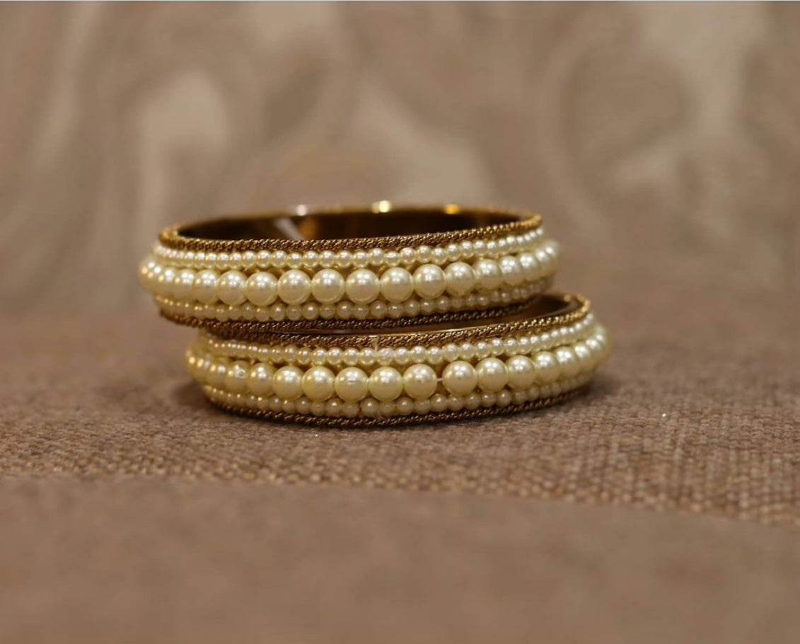 Custom bangles gold pearl work - Selina Habibti Attire