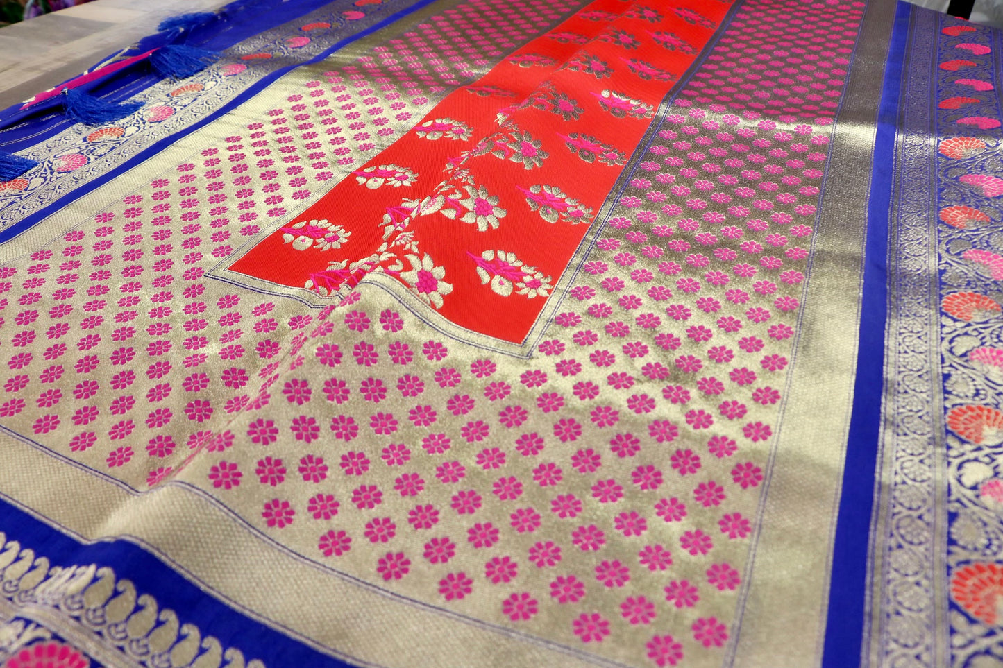 Royal blue bridal saree