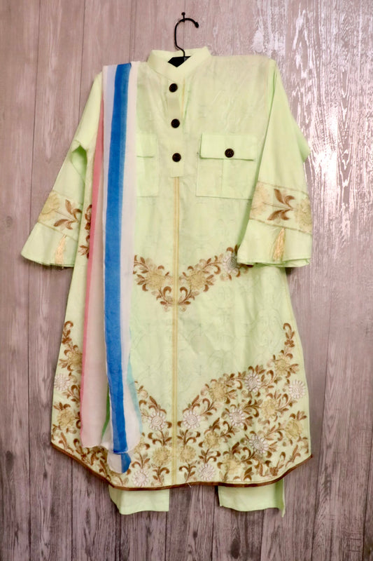 Cotton embroidered three piece