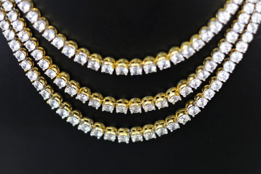 White stone 3 layer plated necklace set