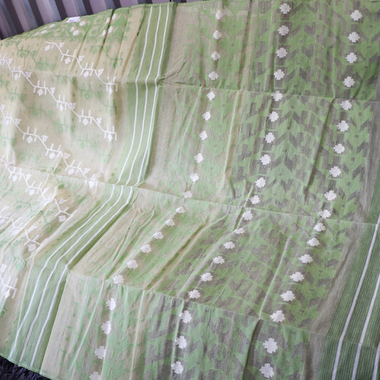 Traditional dhaka jamdani lime green