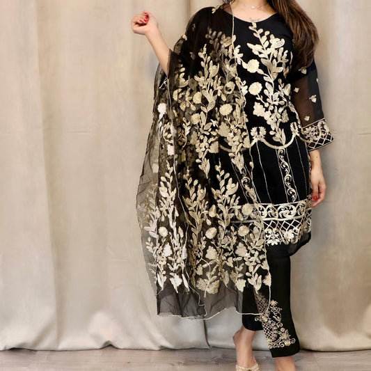 Black and cream fancy wear - Selina Habibti Attire