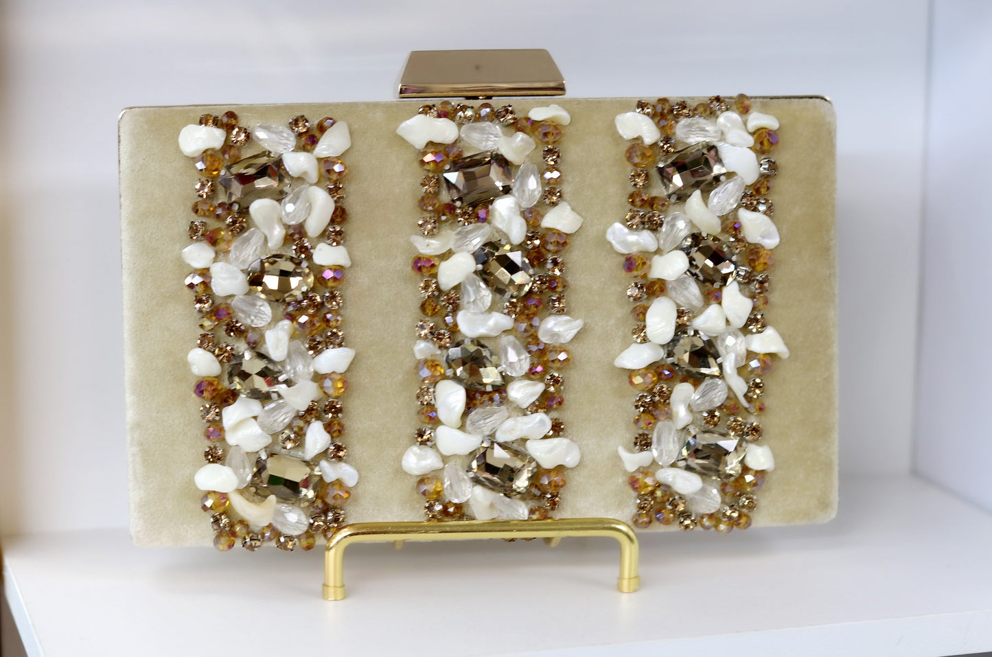 Velvet gold cream purse