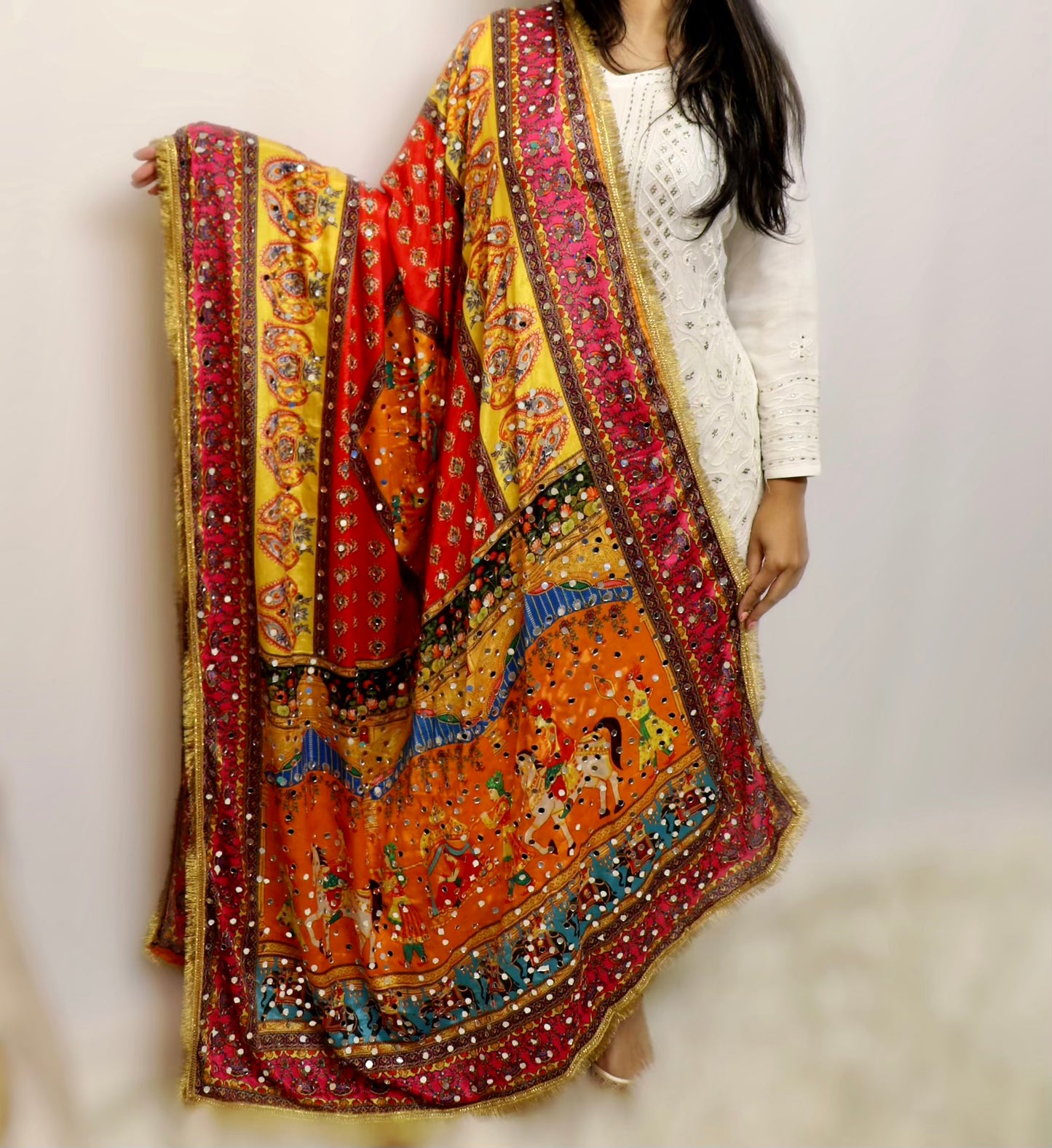 Chinon multi color mirror duppata