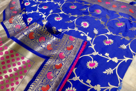 Royal blue bridal saree