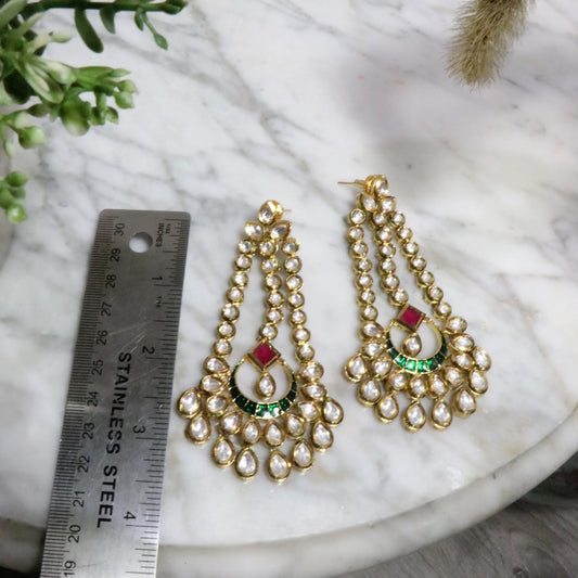 Very long kundan earrings - Selina Habibti Attire