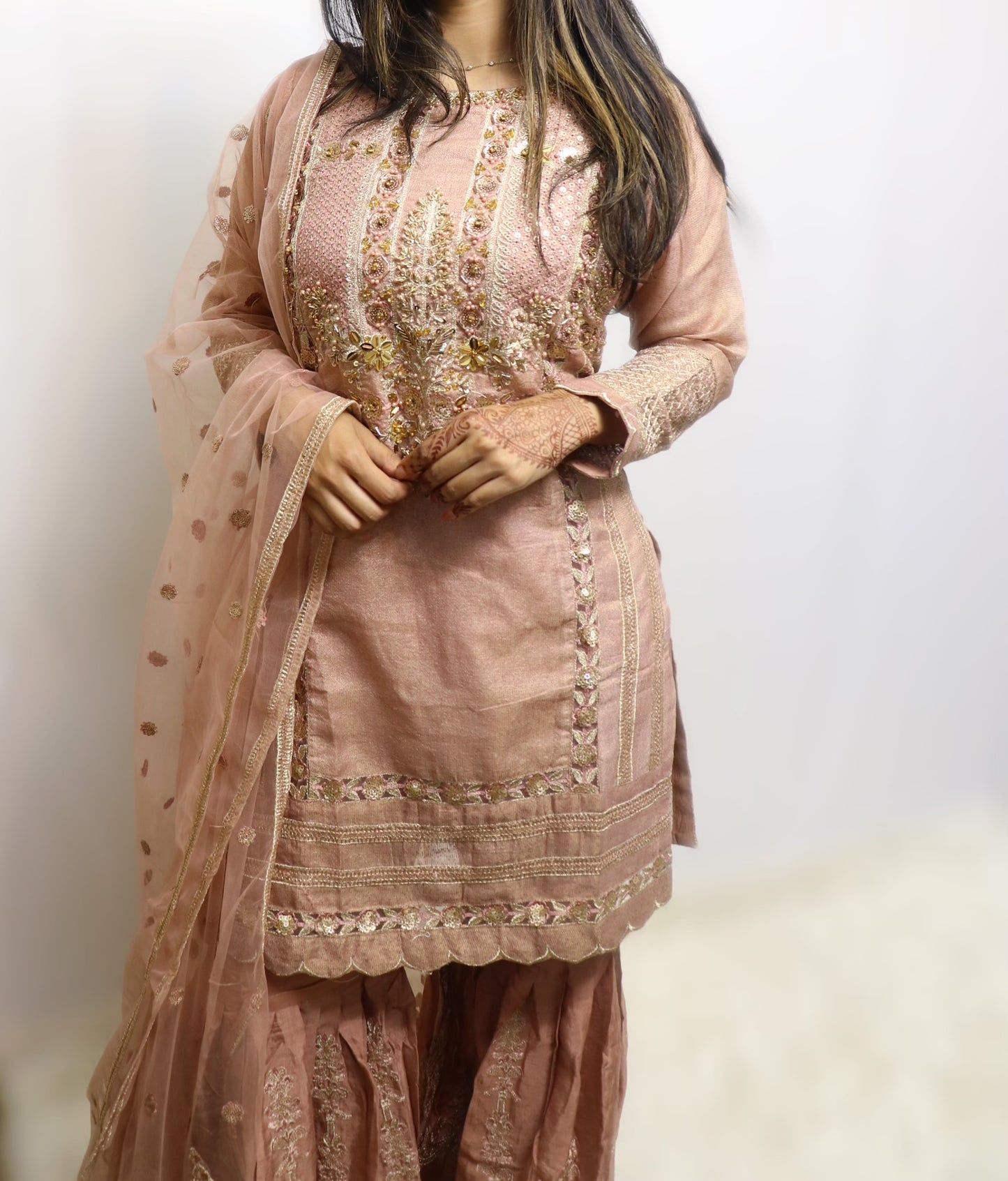 Nude pink party wear gharara