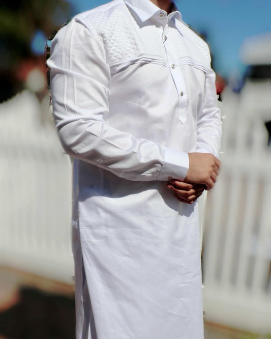 White pathani suit - Selina Habibti Attire