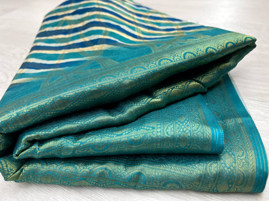 Blue strip banarasi saree
