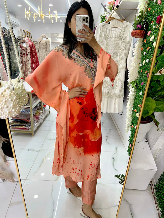 Orange hand boutiques kaftan set